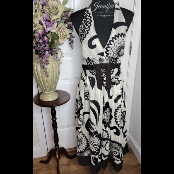 Robbie Bee NWT Floral Open Back Halter Dress Size 10 - Picture 1 of 11